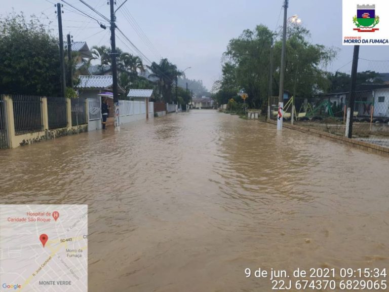 Morro da Fumaça: Choveu 91 milímetros nas últimas 24 horas na cidade