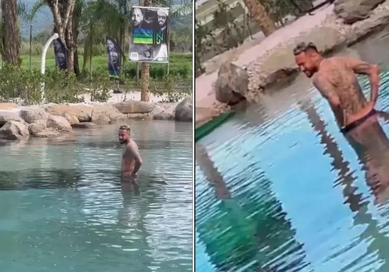 Neymar descumpre ordem de interdição e mergulha em lago artificial