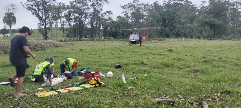 Motociclista sai da pista e fica ferido em Morro da Fumaça