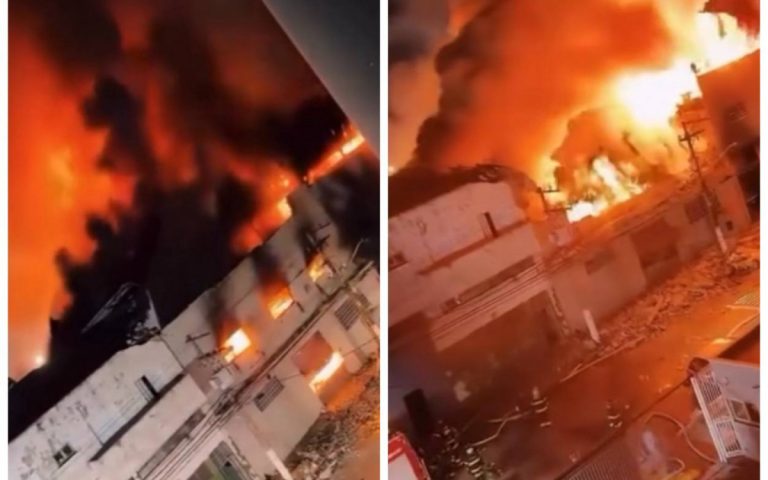 (vídeo) Incêndio de grandes proporções atinge fábrica no Brás
