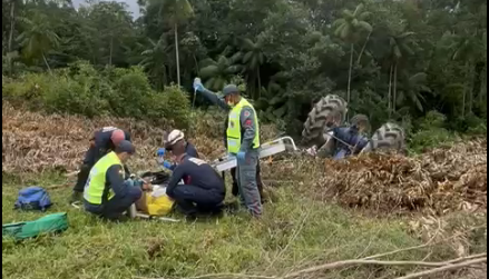 (vídeo) Homem de 63 anos fica preso embaixo de trator após capotamento