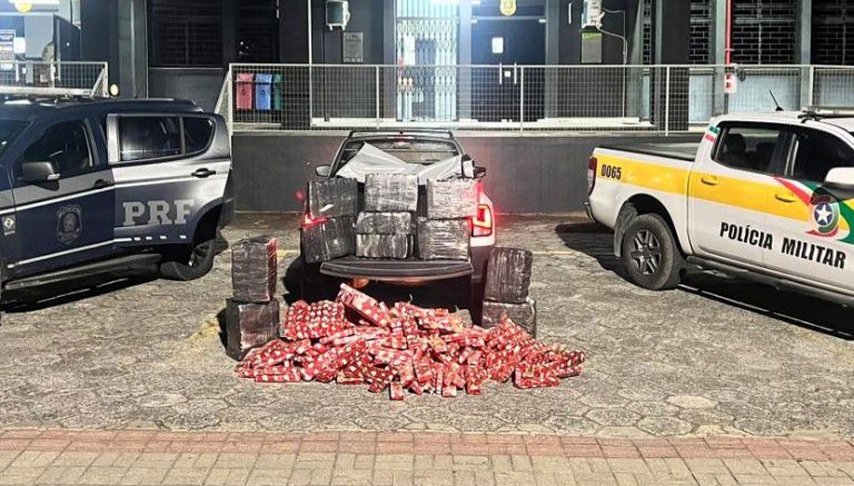 (vídeo) Picape é flagrada com 335 kg de maconha na SC-110, em Campo Alegre