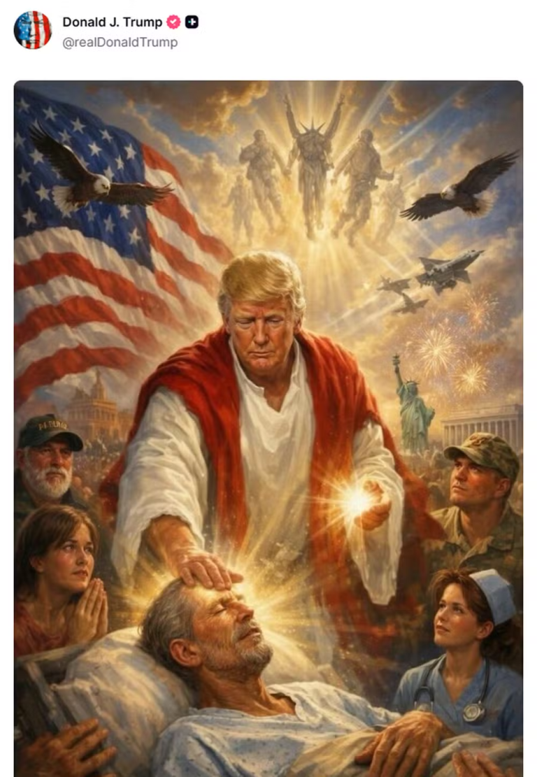 Após críticas, Trump exclui montagem de IA em que aparecia como Jesus
