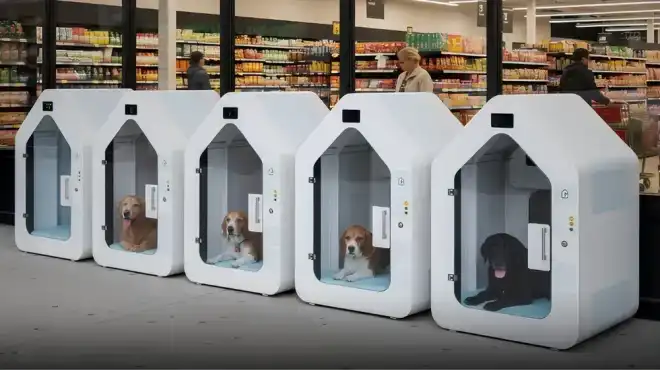 Abrigos inteligentes para cães são instalados em supermercados