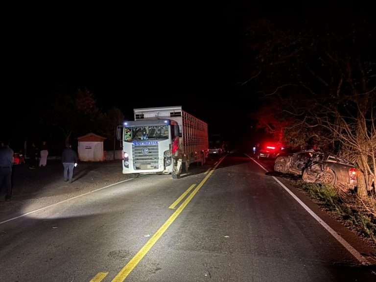 Idoso morre em colisão entre caminhão e caminhonete na SC-283