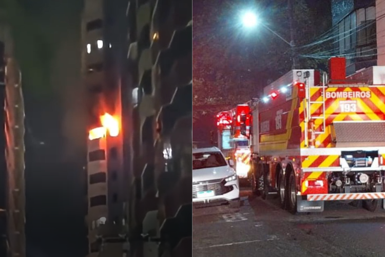 (VÍDEO) Incêndio atinge apartamento no 15º andar em Balneário Camboriú