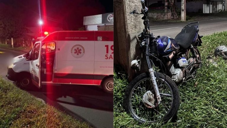 Dois homens morrem após moto atingir poste de energia em SC