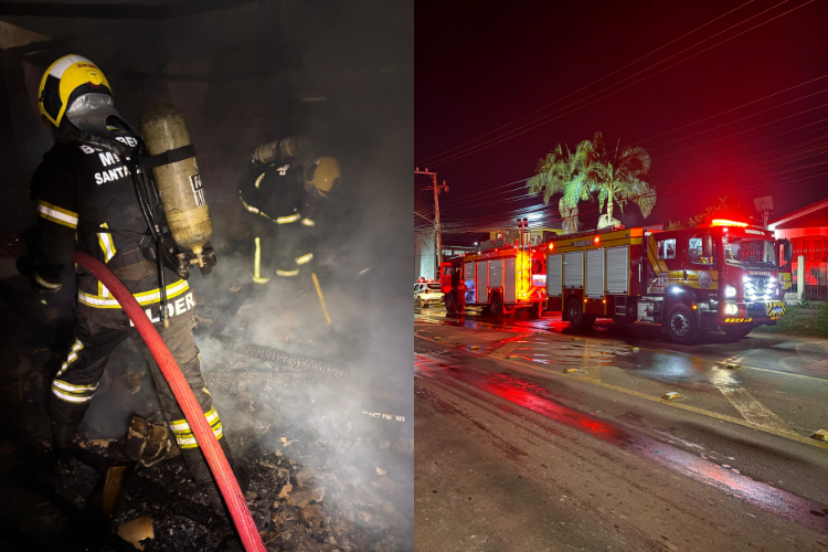 Casa para alugar é tomada por incêndio no bairro São Sebastião, em Criciúma