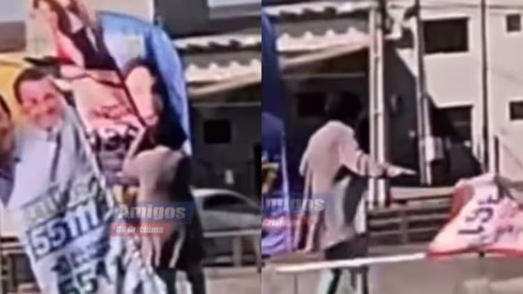 (Vídeo) Idosa arranca bandeira do PT na Avenida Centenário, em Criciúma