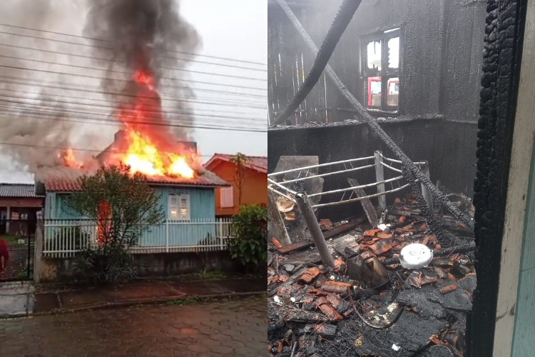 (VÍDEO) Incêndio destrói casa no bairro Jardim Angélica, em Içara