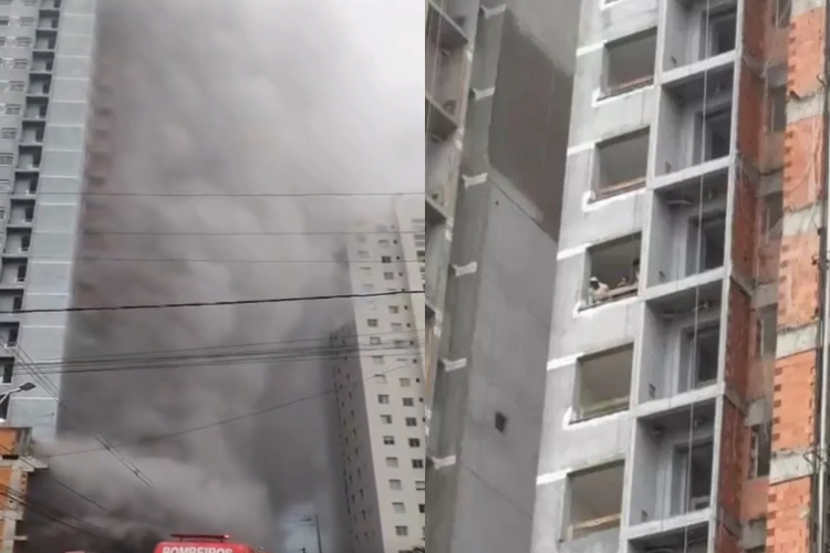 (VÍDEO) Incêndio atinge prédio de 22 andares em SC; Homens são resgatados