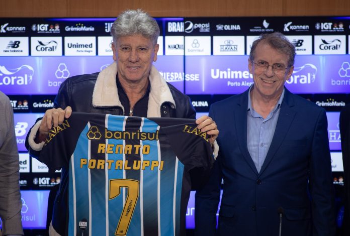 Renato Gaúcho e Odorico Roman, presidente do Grêmio