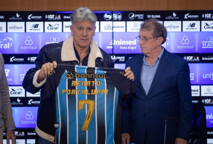 Renato Gaúcho e Odorico Roman, presidente do Grêmio
