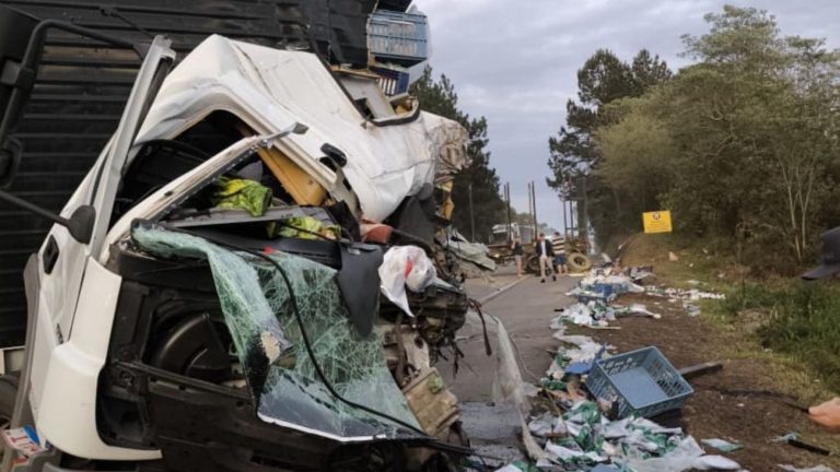 Caminhoneiro morre e duas crianças ficam feridas após acidente na BR-282