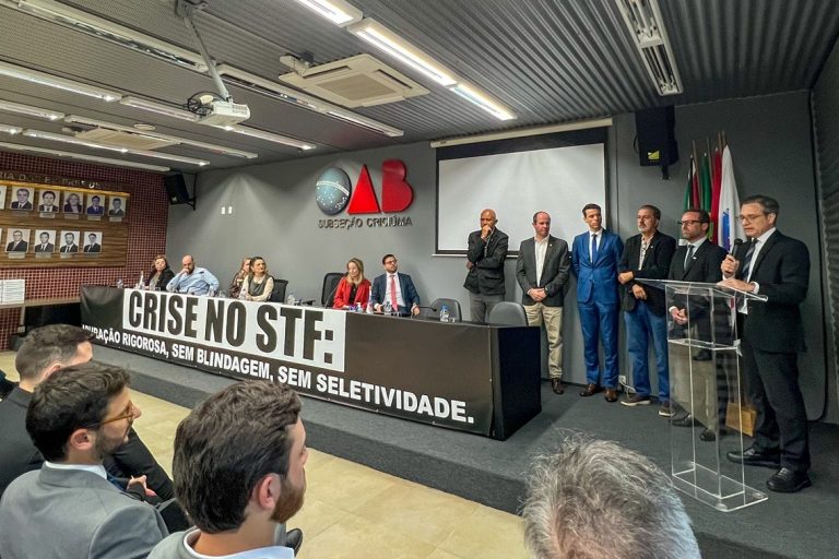 Crise no STF leva OAB Criciúma e entidades a cobrar apuração ampla e isenta